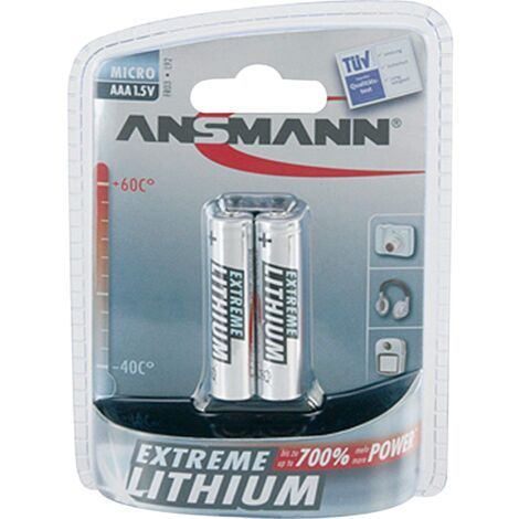 ANSMANN Extreme Lithium Batterie AAA Micro - un Pacco da 2 - 1,5V  LR3 - Alta capacità, estremamente leggera - potenza + 700% in piu di Alkaline