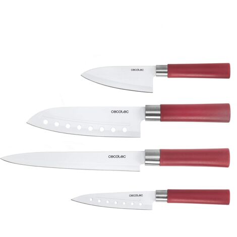 Set 6 Coltelli Da Bistecca Cuisinart Rivestimento Ceramico Rosso – Lame Acciaio Inox Antiaderenti