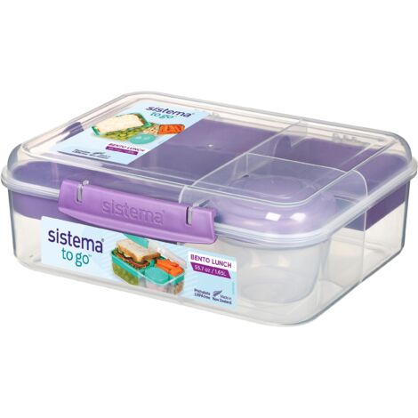 Sistema Bento Box TO GO  Contenitore per pranzo con vasetto per yogurt/frutta  1,65 l  Senza BPA  Viola opaco