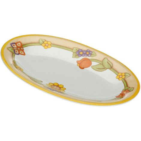 THUN - Piatto Ovale Multiuso con Fiori e Farfalla - Cucina, per La Tavola - Idea Regalo - Linea Country - Porcellana - Ø 38 cm (1/4)