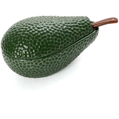 Fisura - Ciotola per guacamole con cucchiaio. Originale ciotola a forma di avocado. Ciotola per guacamole in porcellana. Ciotola verde per antipasti. 18 x 10 cm (1/5)