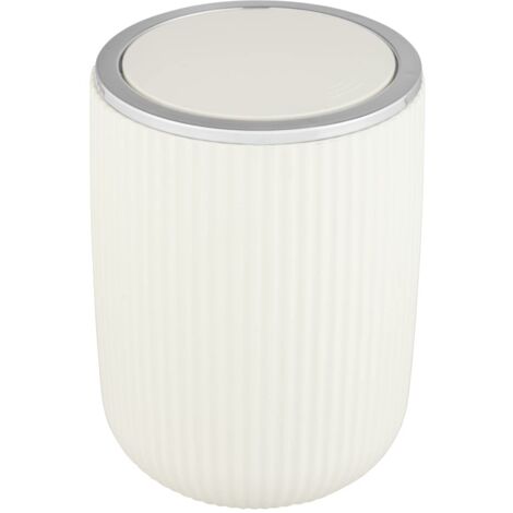 WENKO Secchio con coperchio oscillante Agropoli S crema, 2 litri, secchio per bagno con coperchio, pattumiera in plastica di qualità, modellatura plastica e superficie strutturata, Ø 14,5 x 20 cm