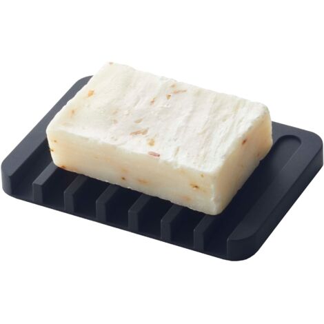YAMAZAKI Self-Draining Soap Tray Vassoio portasapone, Silicone, Nero, Taglia Unica (1/3)