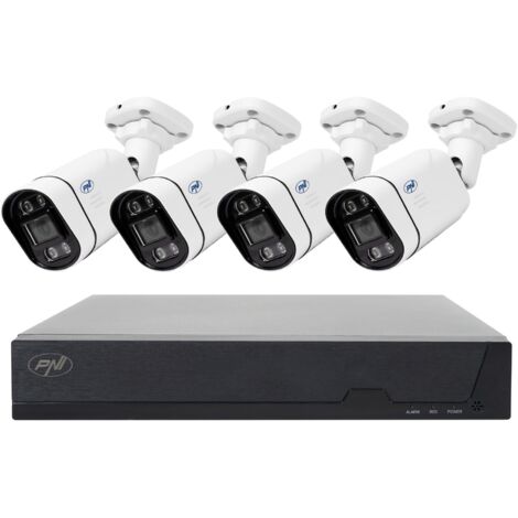 POE PNI House Kit di videosorveglianza IPMAX POE 5, NVR con 4 porte POE e 4 telecamere-IP da 5 MP, 1920p, applicazione XMEye per smartphone e CMS Generale per Windows, classificazione IP66 (1/4)