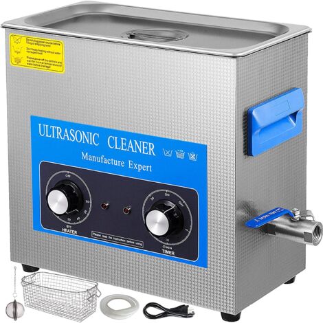 VEVOR Knob Control Ultrasonic - Pulitore ultrasonico ad ultrasuoni, 15 l, dispositivo di pulizia ad ultrasuoni con riscaldamento, pulitore a ultrasuoni ad ultrasuoni 220 V, pulitore digitale ad