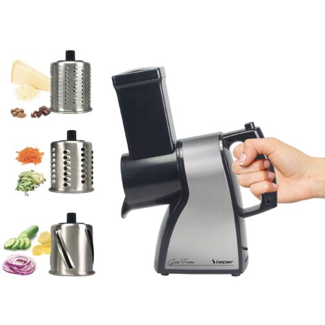 Beper Grattugia e AffettaVerdure Multifunzione 350W Con 3 Rulli Acciaio Inox