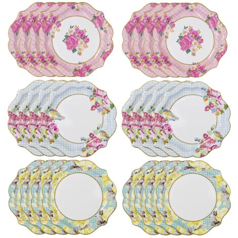 Talking Tables Piatti Carta Vintage (24 Pezzi) Piatti Colorati per Feste di Compleanno, Baby Shower, Matrimoni e Anniversari Piatti Usa e Getta in Colori Pastello