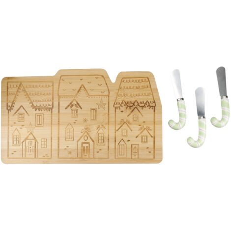 Kitchen Craft KCXMNUTCHS3PC Nutcracker Collection Set de formaggio de bambù, 4 pezzi, scatola de regalo, ceramica, marrone (1/5)