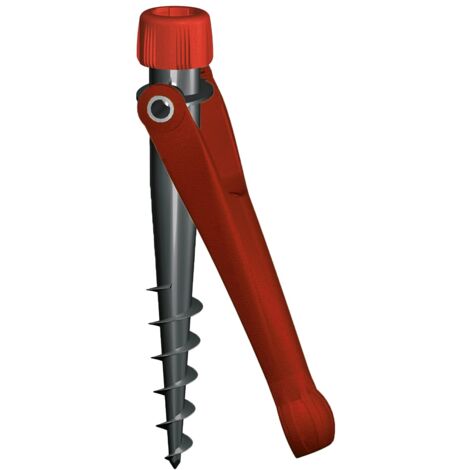 Krinner Vario Drill Support Parasol Rouge - Ancre à Vis Pour Plage Et Jardin Fabriqué En Allemagne