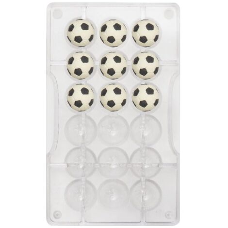 Decora 0050103 Stampo Professionale Cioccolatino Pallone Calcio, 18 Cavità, ø 25 x h 20 Mm, In Policarbonato, Ideale per Realizzare Cioccolatini Lucidi e Croccanti, Design Professionale, Made in Italy (1/4)
