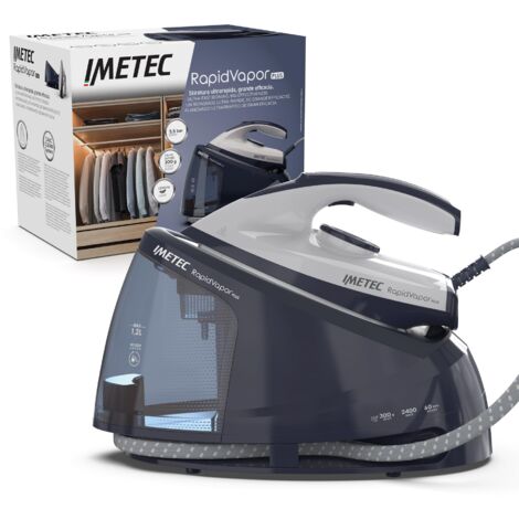 Imetec Rapidvapor Plus - Ferro da stiro generatore di vapore, pronto in 1 minuto, serbatoio 1,2 L, piastra con rivestimento Fluid Ceramic, colpo vapore da 300 g pressione della pompa di 5,5 bar
