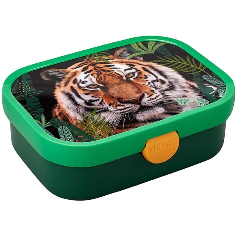Mepal - Porta Pranzo Campus - Porta Pranzo Bento per Bambini - Porta Pranzo con Scomparto Bento e Forchetta - Con Chiusura a Clip - Senza BPA e Lavabile in Lavastoviglie - 750 ml - Wild Tiger (1/4)