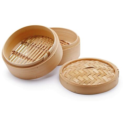 H&h cestello 2 livelli orientale cottura vapore in bamboo cm14,5 (1/5)