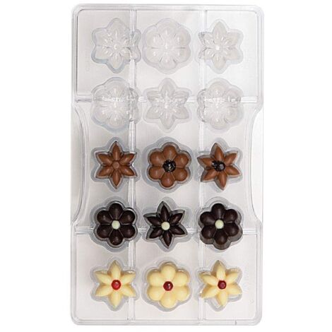 Decora 0050142 Stampo Professionale Cioccolato Fiori ø 25 x h 15 mm, 15 Cavità, In Policarbonato, Ideale per Realizzare Cioccolatini Lucidi e Croccanti, Design Professionale, Made in Italy (1/4)