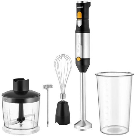 Sencor Frullatore a Immersione Multifunzione Ultra-Potente, 1200W, con Frusta, Tritatutto & Montalatte, Lame Quad Blades in Acciaio Inox, Controllo della Velocità Continuo, Design Ergonomico - Nero