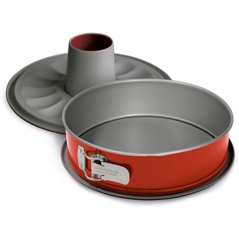 Guardini, Tortiera apribile 2 fondi Ø 28 cm, Fondo Salvagoccia, Acciaio con rivestimento antiaderente, Rosso e Grigio, Made in Italy, Linea Rossana (1/3)