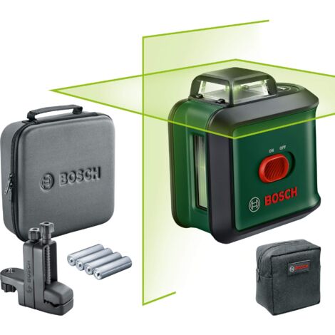 Bosch livella laser multifunzione UniversalLevel 360 con morsetto universale MM 3 (linee laser verticali + orizzontali incl. 360° per allineamento dell'intera stanza)