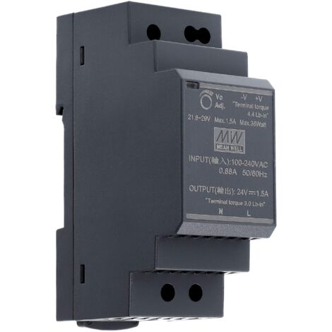24 VDC 1,5 A 36 Watt Mean Well HDR-30-24 alimentatore guida DIN Rail