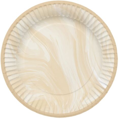 Folat 61912 Stoviglie Per Feste Ø 23cm 8 pezzi Marmo Beige-Piatti Di Carta per Cena di compleanno, bambini, festa, matrimoni, baby shower (1/4)