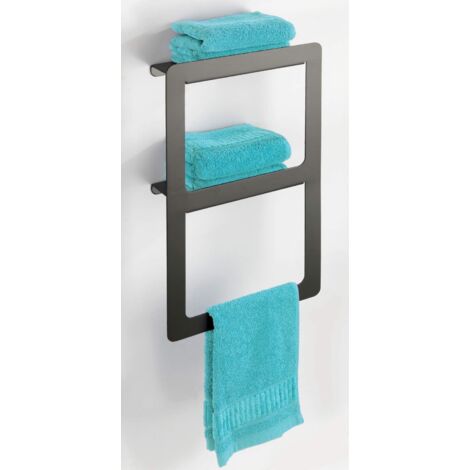 WENKO Portasciugamani Duo Montella, incluso materiale per il montaggio a parete, Alluminio, antiruggine, 27x44x12 cm, Antracite