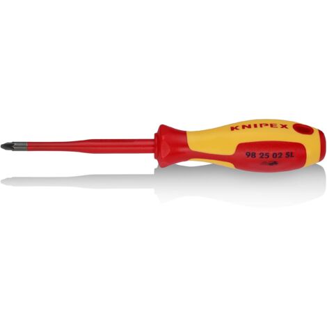 KNIPEX 98 25 02 SL Giraviti per elettricisti (Slim) per viti con impronta a croce Pozidriv® impugnatura isolante, in materiale bicomponente, collaudato VDE brunita 212 mm (1/3)