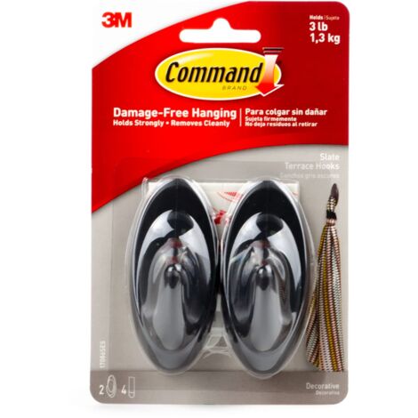 Command 17086S Gancio da terrazza Ardesia Medio (2 Ganci, 4 Strisce/PK), outofPrint, M (1/5)