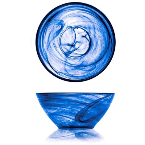 H&H Set 6 Piatti Pasta Alabastro In Vetro Blu Cm 23,5 - 7