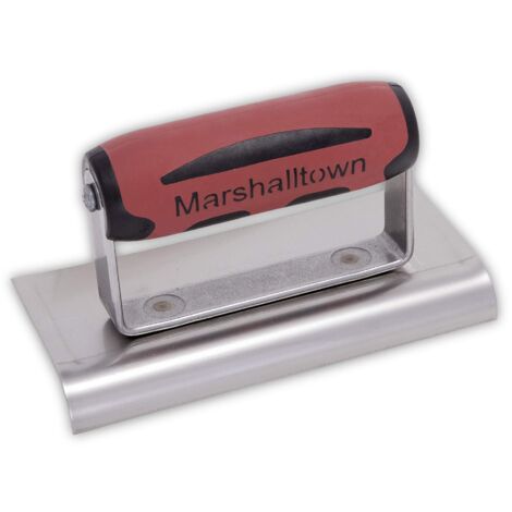 Frattazzo per bordi Marshalltown con estremità curve, R 13mm, L 16mm con manico DuraSoft in acciaio inossidabile, dimensioni del frattazzo: 152x76 mm