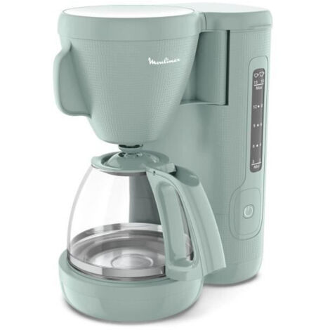Moulinex Macchina da caffè filtro, Serbatoio acqua frontale 1.25 L, Filtro permanente, Porta filtro girevole con manico largo, Sistema antigoccia, Tenuta calda, Colore eucalipto Morning FG2M1310