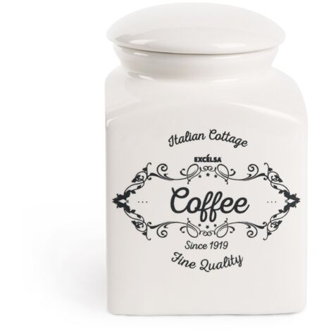 Excelsa Fine Quality Barattolo caffè, Ceramica, Bianco Avorio, capacità: ml.700 (1/2)