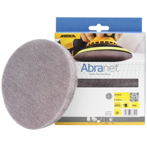 Mirka Abranet dischi abrasivi a rete Ø 150mm a strappo/grana P80 / 10 pz/Adatto a tutte le levigatrici rotorbitali e levigatrici da 150mm / Per levigare senza polvere legno, stucco, vernice