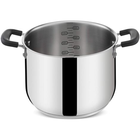 Lagostina Pratica Pentola Alta 2 Maniglie per Induzione, Grigio, 22 cm, Acciaio 18/10