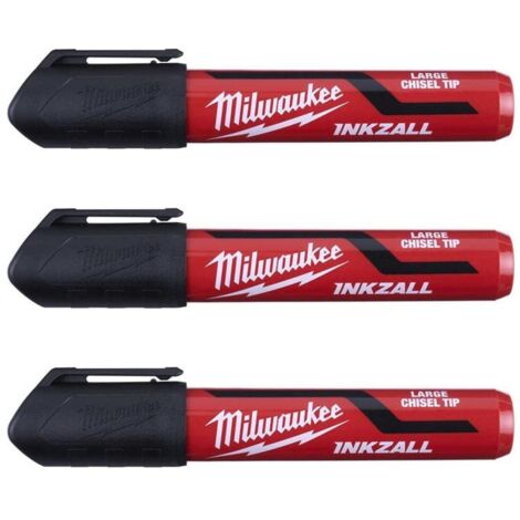 Marcador con punta cincelada Negro 6mm - 3uds - INKZALL Black L Chisel Tip Marker (3PK) (1/3)