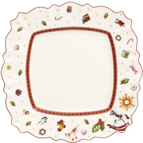Villeroy & Boch Toy's Delight Piatto Piano, Quadrato, Porcellana, Bianco/Rosso, 28.5x28.5x0.1 cm (1/2)