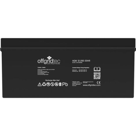 Offgridtec AGM 260 Ah 20HR 12 V – Batteria solare estremamente resistente ai cicli 1006