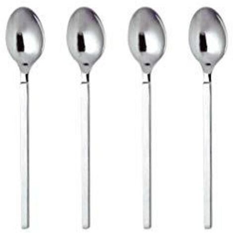 Alessi 4180/9S4 Dry, Set di Quattro Cucchiaini da Moka in Acciaio Inossidabile 18/10, Colore: Argento, Finitura Lucida, 13.5 x 12.5 x 12 cm, 4 unità (1/4)