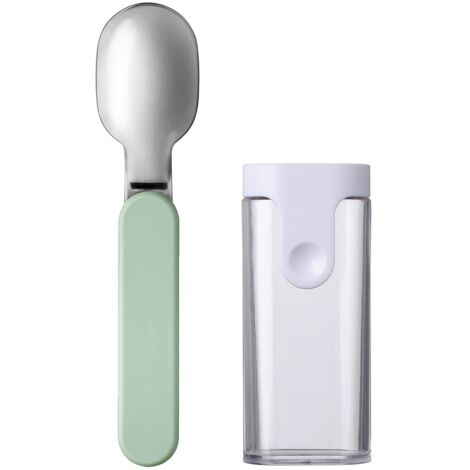 Mepal - Cuchara Plegable Ellipse - Cuchara Reutilizable Para Llevar - Cuchara Plegable Para Yogur - Cubiertos De Viaje - Incluye Estuche - Acero Inoxidable - Nordic sage (1/5)