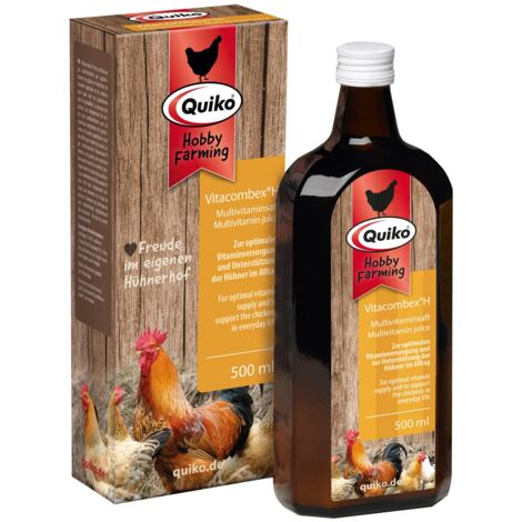 Quiko Hobby Farming Vitacombex H 500ml - Succo multivitaminico per polli, quaglie e pollame - Apporto vitaminico ottimale per i polli.