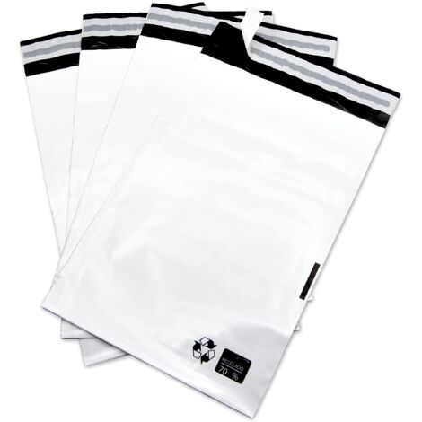 Buste di spedizione, buste di plastica per spedire vestiti, scarpe, accessori, ecc. Sacchetti di plastica bianchi opachi resistenti e sicuri - Ofituria (100 unità, 175X250+40 mm)
