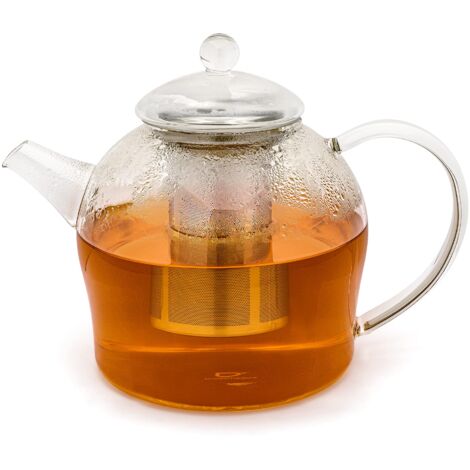 Teiera in vetro con infusore e borsa da viaggio per preparare
