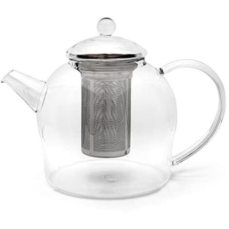 Bredemeijer Grande teiera in vetro da 1,5 litri con colino da tè in acciaio inox – caraffa in vetro lavabile in lavastoviglie (1/4)
