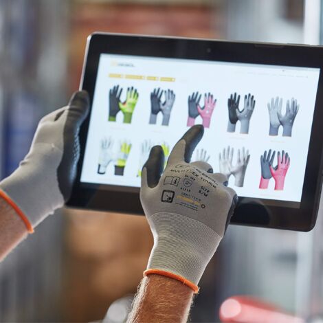 Gebol Multi Flex Touch | Guanti da lavoro per touch screen | Guanti in nitrile con gommini per uomo | Taglia XL (Gr 10) | Grigio | 1 paio