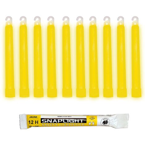 Cyalume SnapLight Glow Sticks Bastoncini Luminosi Giallo 15 cm - 6 Inch Light Stick ultra-luminoso con una durata da 12 Ore (Scatola da 10 pezzi) (1/4)