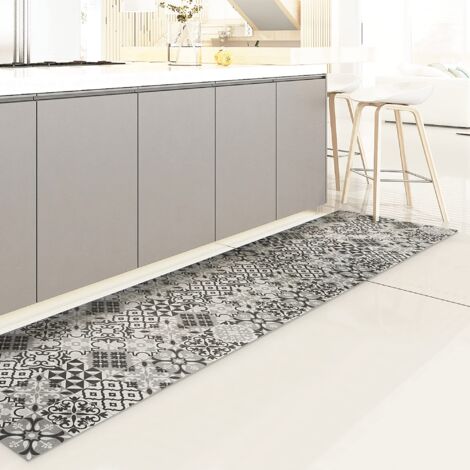 passatoia in vinile "runner" fantasia "piastrelle grigie", 240x50 cm (1/4)