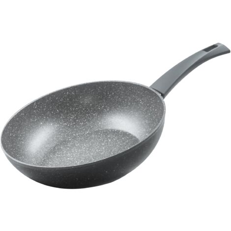 Zanetti - Durapietra, Padella Wok Induzione 28 cm, Padella Wok Antiaderente adatta anche all'Induzione, Diametro 28 cm, Colore Grigio (1/5)