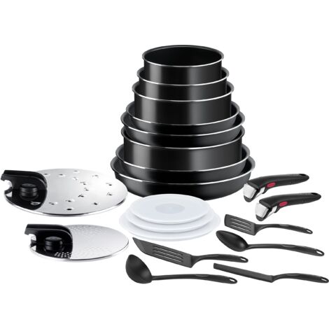 Tefal Ingenio - Pentole da cucina, 20 pezzi, casseruole, casseruole, casseruole, casseruole, casseruola, coperchi, maniglie, non induzione, rivestimento antiaderente, lavabile in lavastoviglie, made (1/4)
