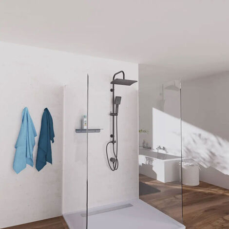 WENKO Soffione Doccia Softwater Nero Opaco Universale 26 Cm - 416 Ugelli, Anticalcare