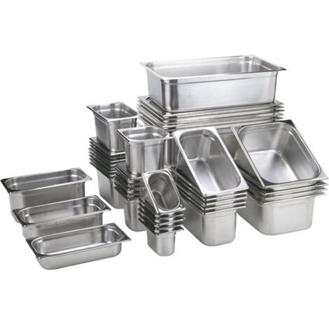 Bacinella contenitore GN 1/2 in acciaio inox - capacità lt. 12,5 - mm