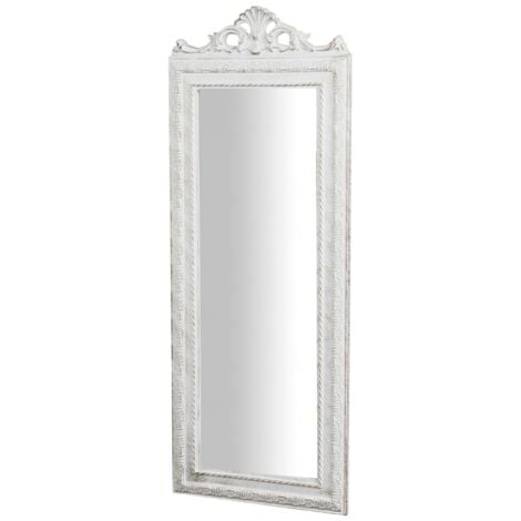 Biscottini Specchio camera da letto 91x34x5 cm Made in Italy  Specchio shabby bianco anticato  Specchiera bagno a muro  Specchio da parete