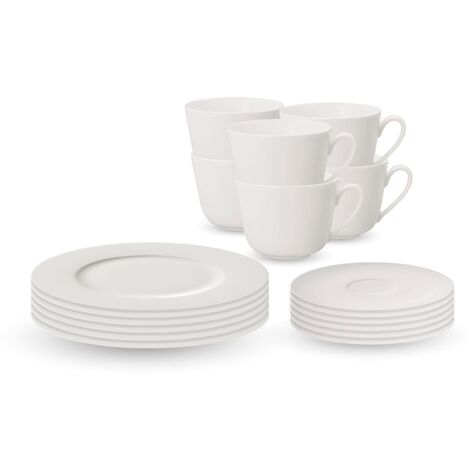 Villeroy & Boch 10-1380-7127 Twist White Servizio da Caffè per Fino a 6 Persone, Porcellana, Caffè Set 18 Pezzi, Bianco (1/4)